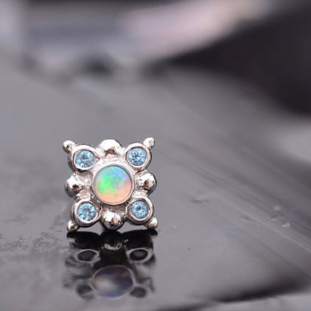 BVLA Orion solid white gold - opal and Swiss Blue topaz